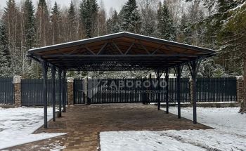Навес для автомобиля 6х8 метров (кровля из профнастила С20 0,45 мм.) - изображение