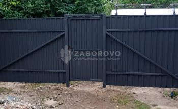 Распашная калитка графитовая (RAL 7024) - изображение