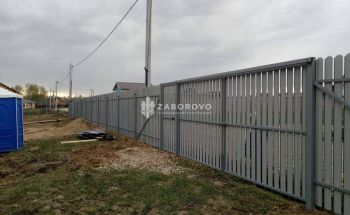 Откатные автоматические ворота серые (RAL 7004) - изображение