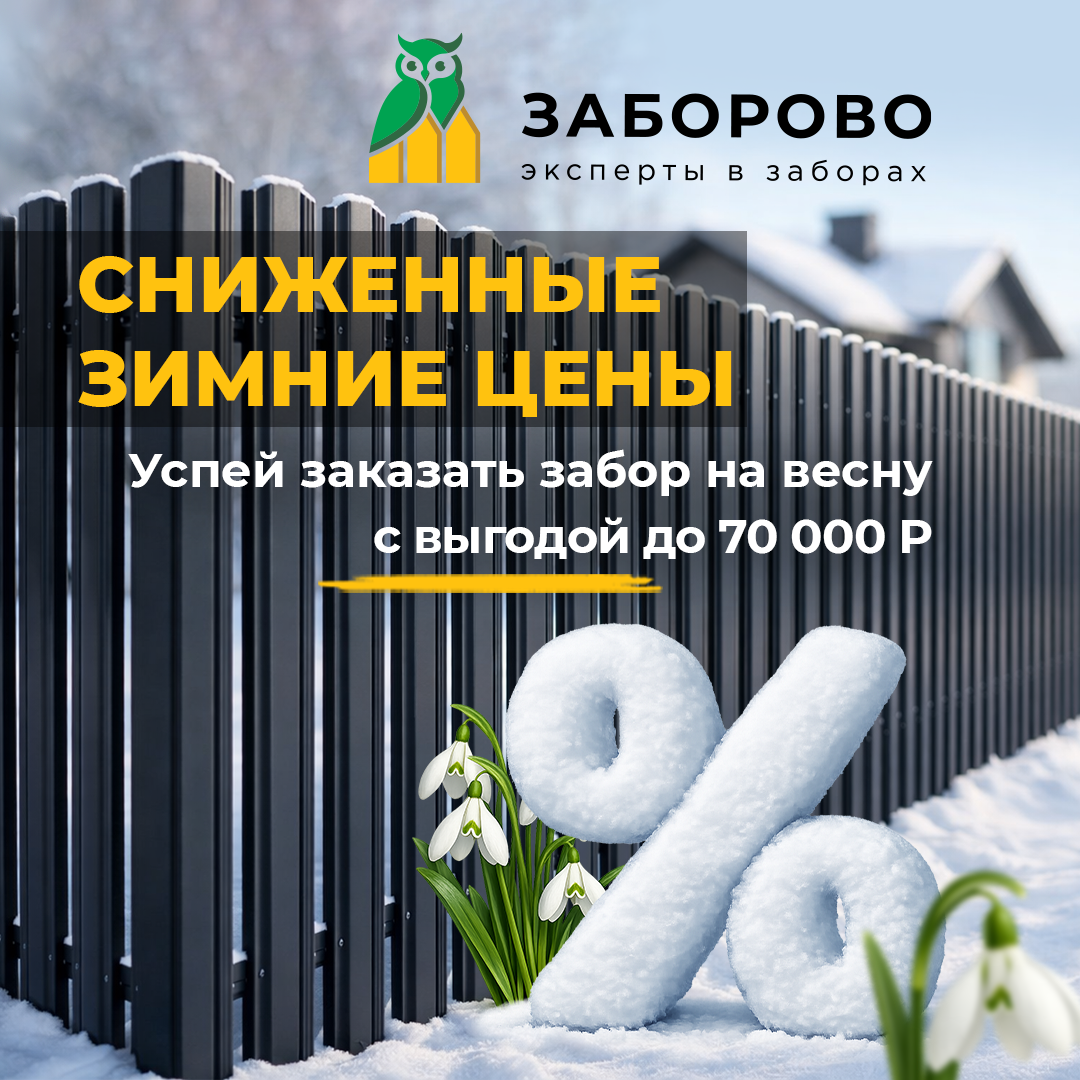 Сниженные зимние цены! Успей заказать забор на ВЕСНУ с выгодой до 70 000 рублей - изображение