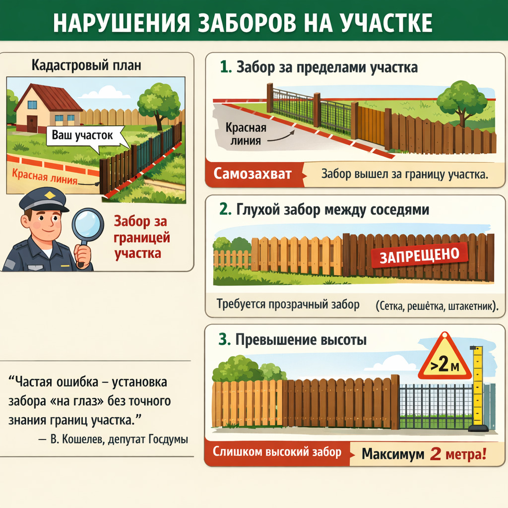 Схема границ участка: забор за межей — самозахват земли