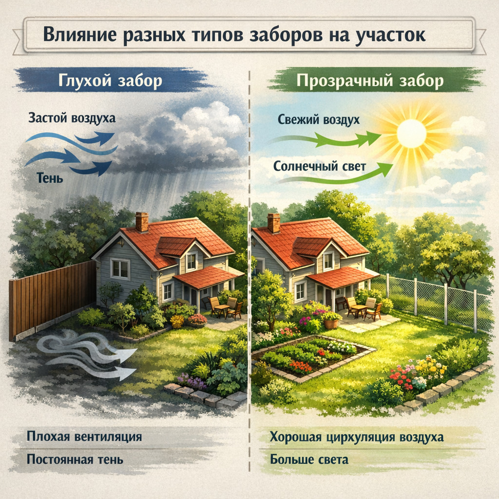 Как забор влияет на микроклимат участка: выбираем правильную конструкцию - изображение