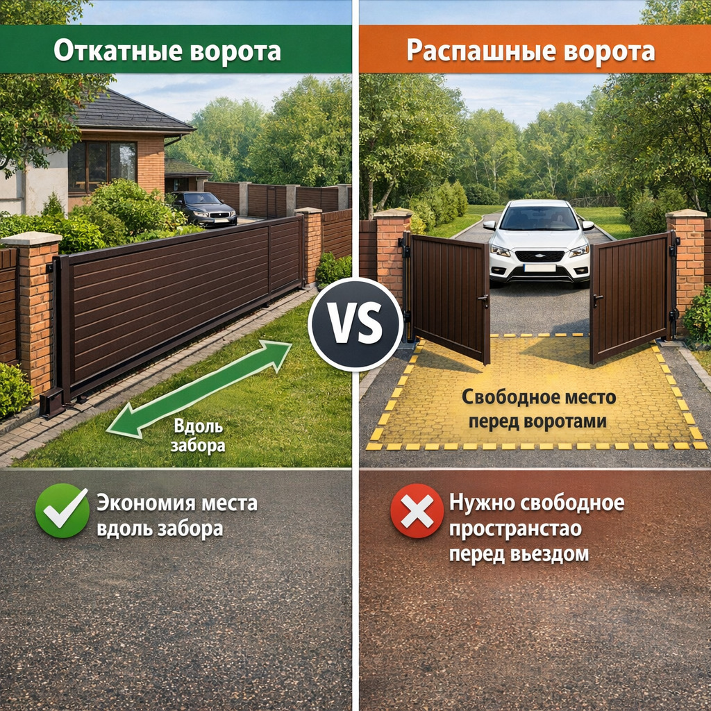 Откатные или распашные ворота — что выбрать для участка? - изображение