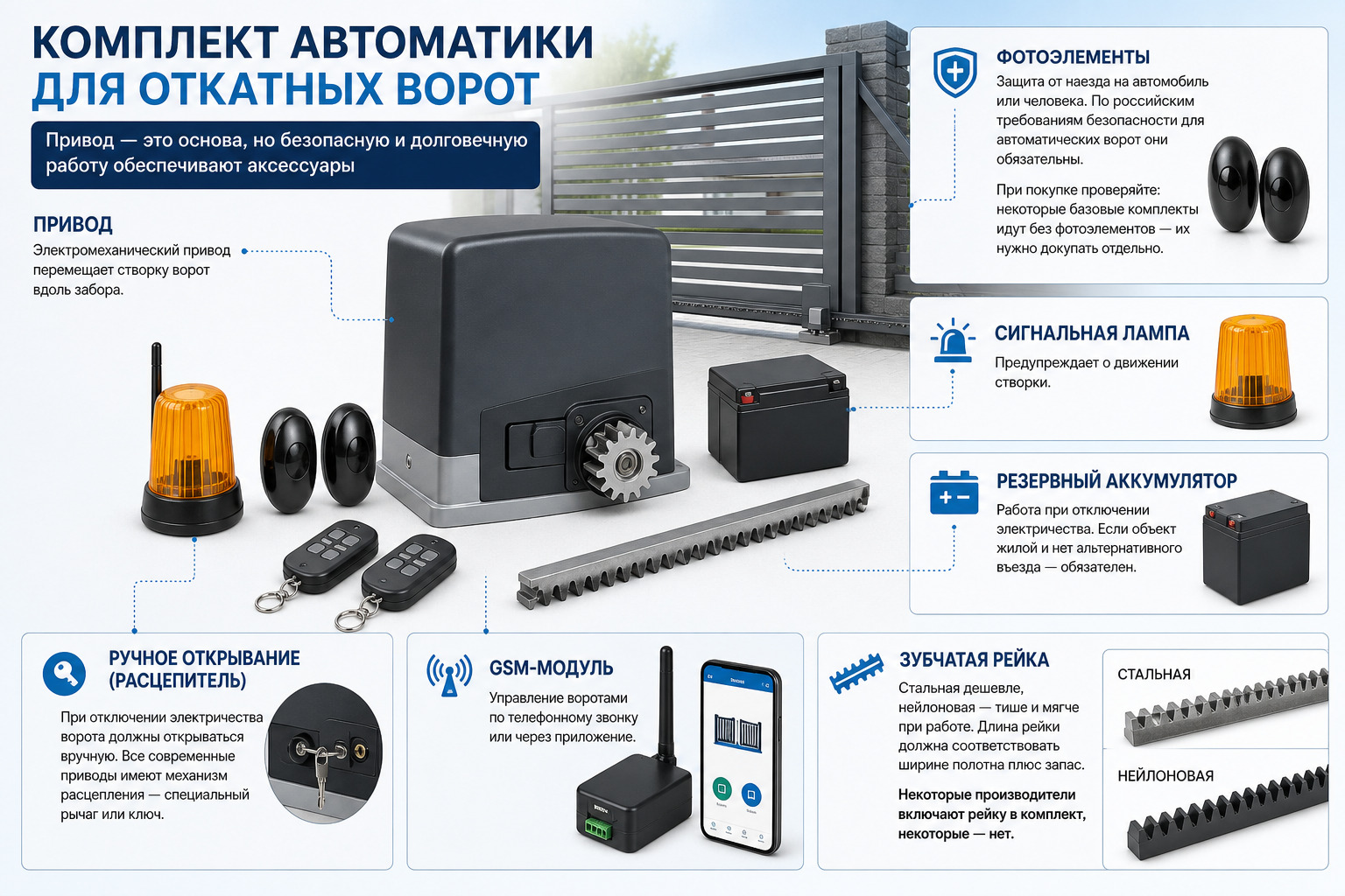 Комплект автоматики для откатных ворот