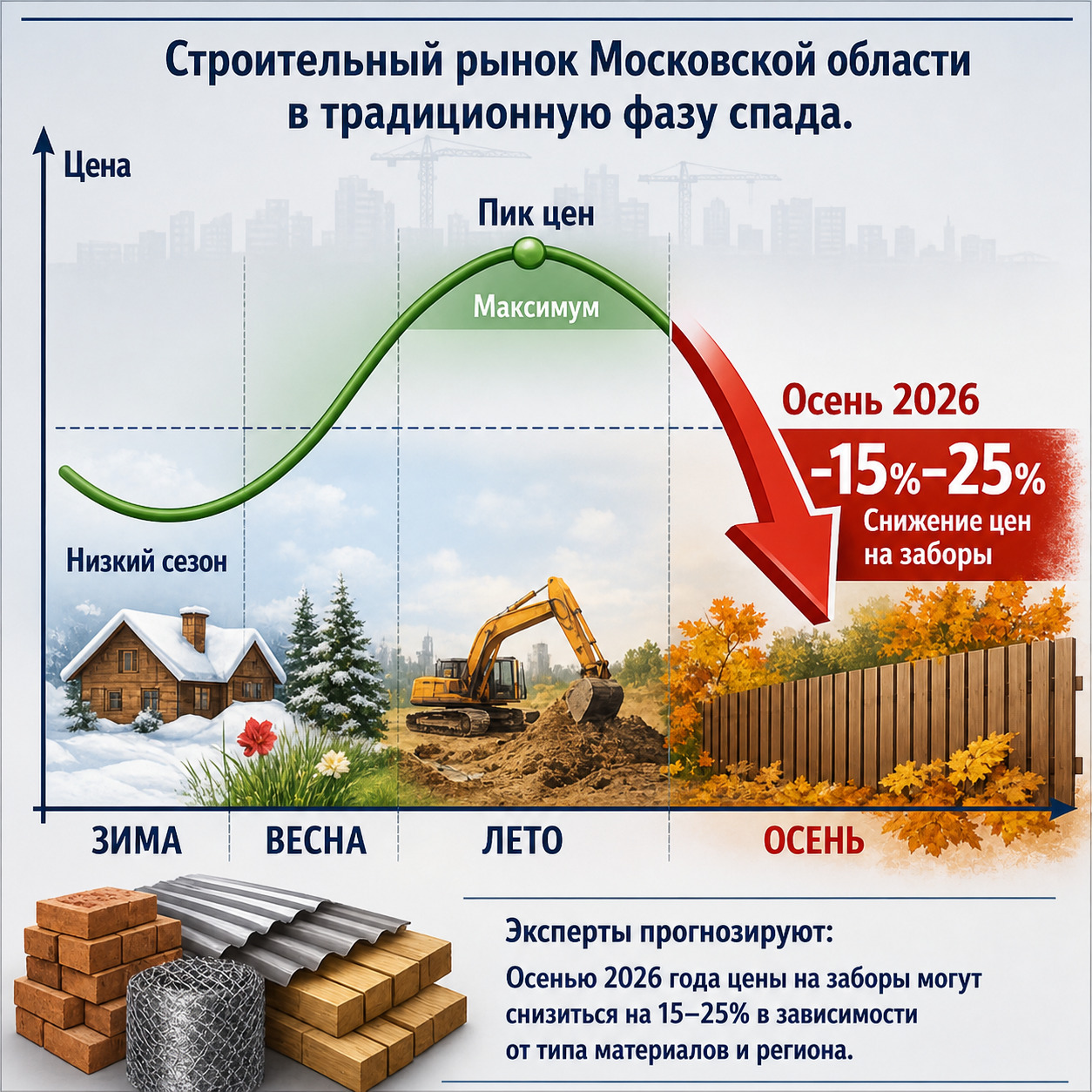 Эксперты: осенью 2026 года цены на заборы могут снизиться из-за падения спроса - изображение
