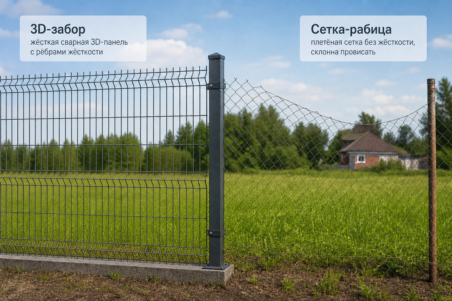 3D-забор или сетка-рабица: сравнение и что выбрать