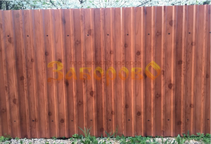 Забор из профнастила марки С-20 с односторонним полимерным покрытием Printech под дерево - изображение